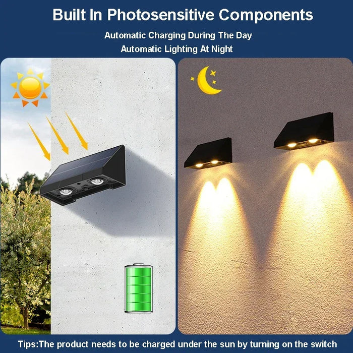 Solar Wall Light Outdoor Porch Lights Illumination Waterproof LED Lamp Bulb Automatic Lighting at Night for Garden Yard Balcony