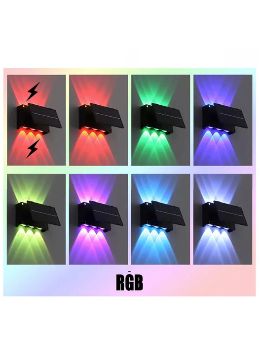 Outdoor Solar Wall Lamp Upper Lower Light Emitting Exterior Wall Lamp Waterproof LED Outdoor Lighting Dual Head Courtyard