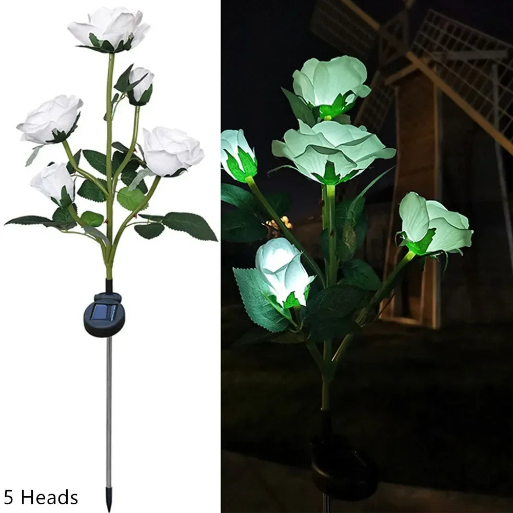 Solar Lights Outdoor Decorative Solar Garden Lights Rose Flower Lawn Lamp for Yard Patio Garden Decor Flowers