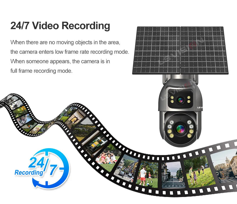 LS VISION 8MP 24/7 Video Recording AOV 4G Solar Camera Dual Screens Outdoor 20X Optical Zoom 50m Detection Distance CCTV Cameras