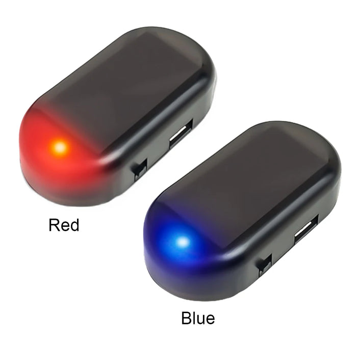 Solar Powered Car Fake Security Light Blue/Red Light Simulated Dummy Alarm Wireless Strobe Signal Alarm Anti-Theft Caution Lamp