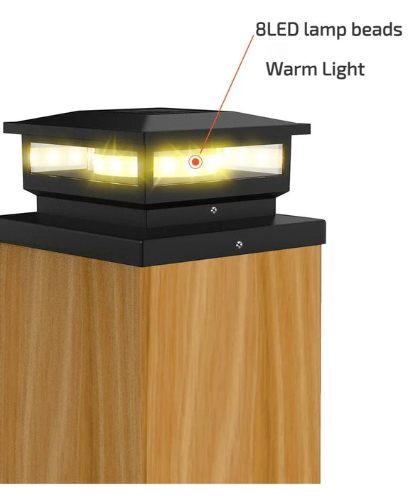 Solar Light Outdoor Waterproof Solar Post Light Villa Column Lamp Fence Gate Pillar Head LED Lamp For House Gate Patio Garden
