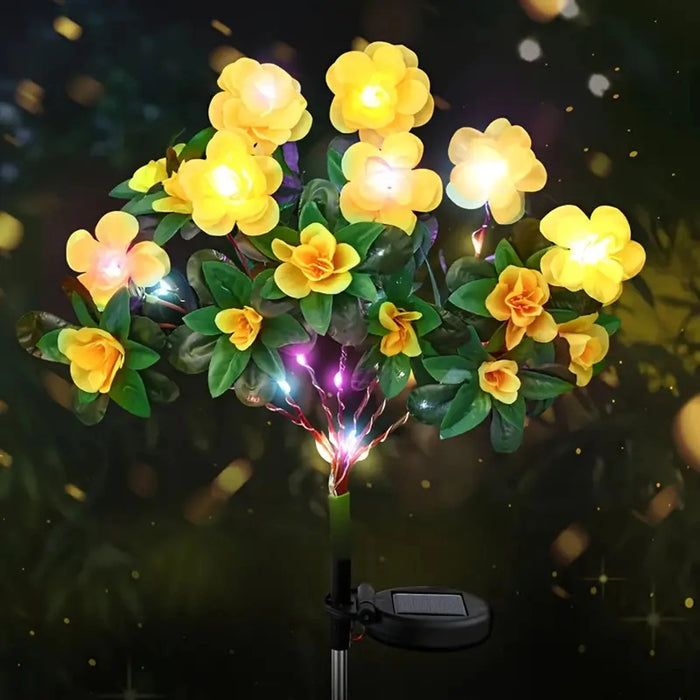 LED Solar Light Waterproof Azalea Solar Flowers Lamp Outdoor Decorative for Garden Yard Lawn Path Lighting Holiday Wedding Decor