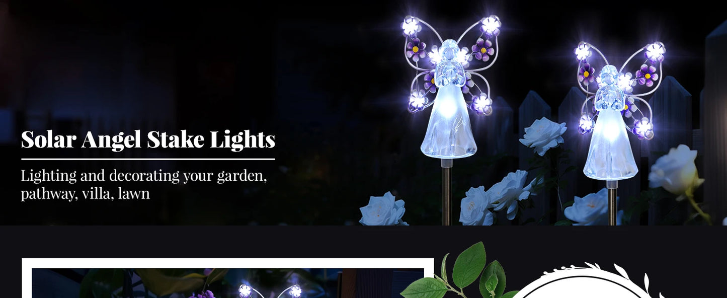 Solar Garden Light Angel Solar Landscape Decorative Light Outdoor Waterproof Solar Pathway Lights Grave Cemetery Sympathy Gift