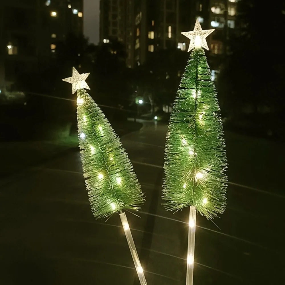 Decorative Solar Christmas Tree Lights Stars Design Weatherproof Landscape Lights Energy Saving Warm White/ Colorful Lawn Lights