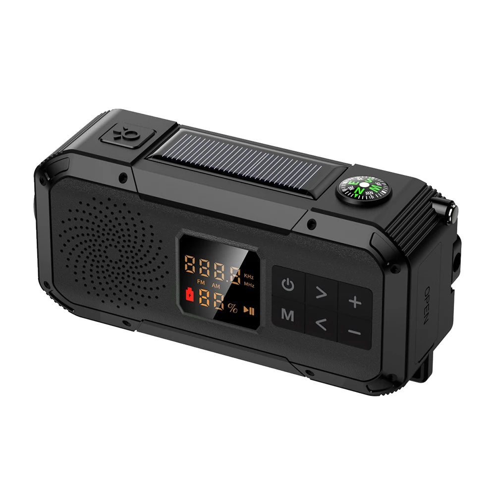 AM/FM/WB/NOAA Emergency Radio Hand Crank Solar Powered Radio Multifunction Weather Radio with BT Flashlight SOS for Outdoor