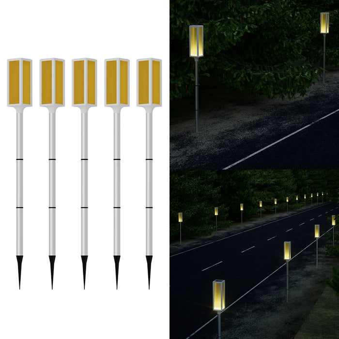 Solar powered bollard lights with multiple color and lighting mode options.，Suitable for driveways, gardens, and paths.