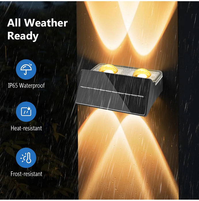 Solar Fence Lights Colorful Outdoor IP65 Waterproof Auto Dusk to Dawn Solar Deck Lights for Step Wall Pathway Stairs Patio