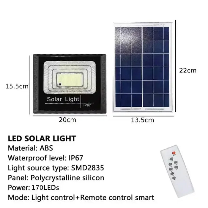30-500W Solar Flood Lights with Remote Control Outdoor IP67 Waterproof Solar Powered Spotlight Solar Reflector Wall Lamps Hot