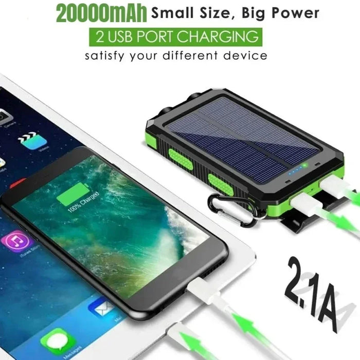 NEW 200000mAh Solar Power Bank Portable Charging Poverbank External Battery Charger Strong Light LDE Light for All Smartphones