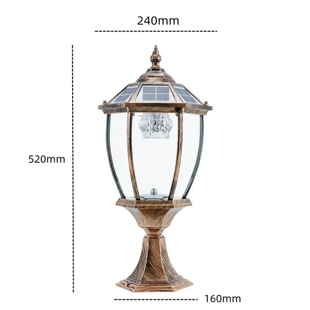 Solar LED Light Outdoor Lamp Villa Retro Column Lamps Pillar Lights Garden Garden Decoration Outdoor Street Lamp IP55 Waterproof