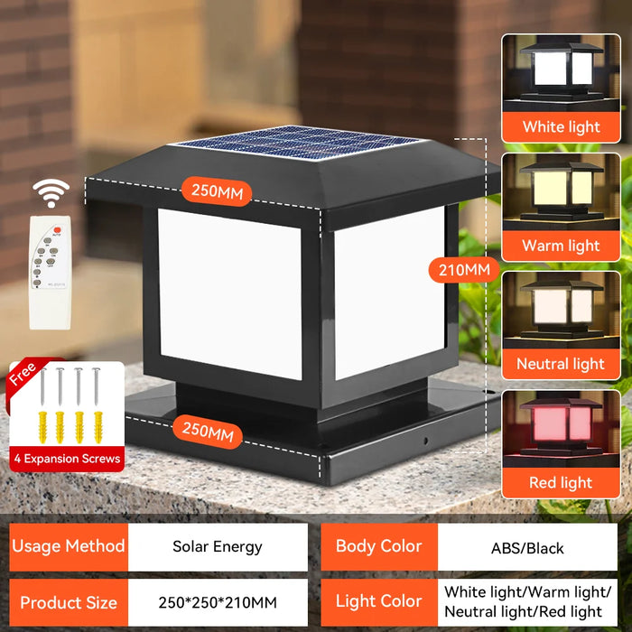 Outdoor Solar Pillar Lamp Garden Decor Sunlight Wall Lamp Street Landscape Lighting Pathway Gate Remote Control LED Solar Lights