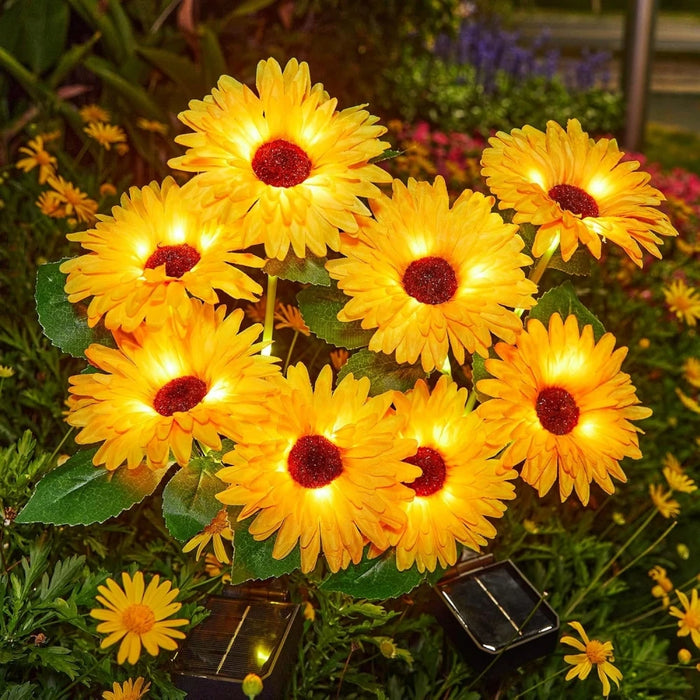 Solar Garden Flower Lights Outdoor Fabric Daisy Lavender Flowering Vine‌ LED Landscape Decorating for Yard Patio Flowerpot