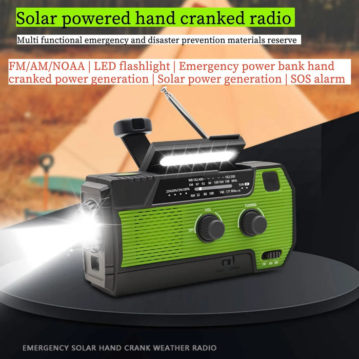 Hand Crank Solar Emergency Radio – Portable FM/AM/NOAA Weather Radio with Power Bank, Flashlight & Phone Charger