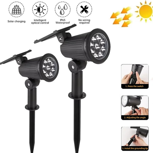 Warm/RGB Solar Spotlight Outdoor LED Solar Landscape Spot Powered Wall Lights Waterproof Color Change Garden Patio Walkway Decor