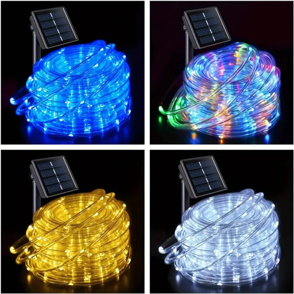 Outdoor Solar Tube Rope Led Light Christmas Garden Decoration Fairy String Lights 22M/12M/7M Wedding Party Led Garland Lamp