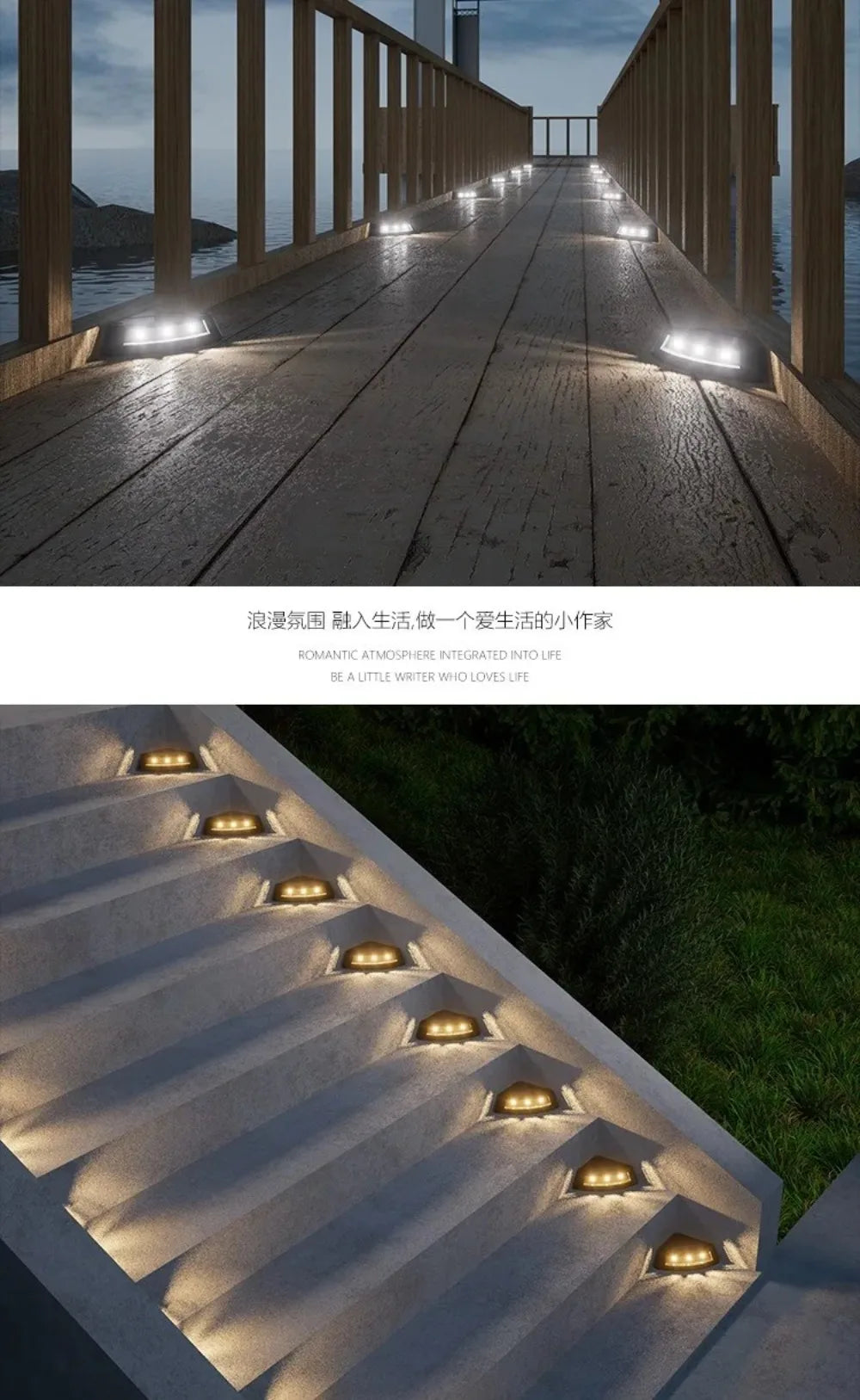 4pcs Waterproof Solar Step Lights Auto Switch Easy To Use Stair Lighting Solar Powered Warm /White Light Garden Walkway Light