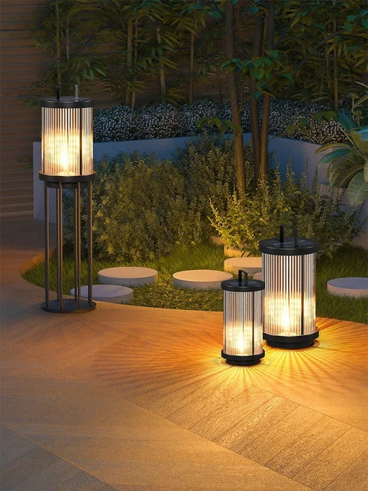 Modern Designer Solar Lamps Outdoor Waterproof Garden Glass Lanterns Street Villa Courtyard Lawn Balcony Decoration Floor Lights