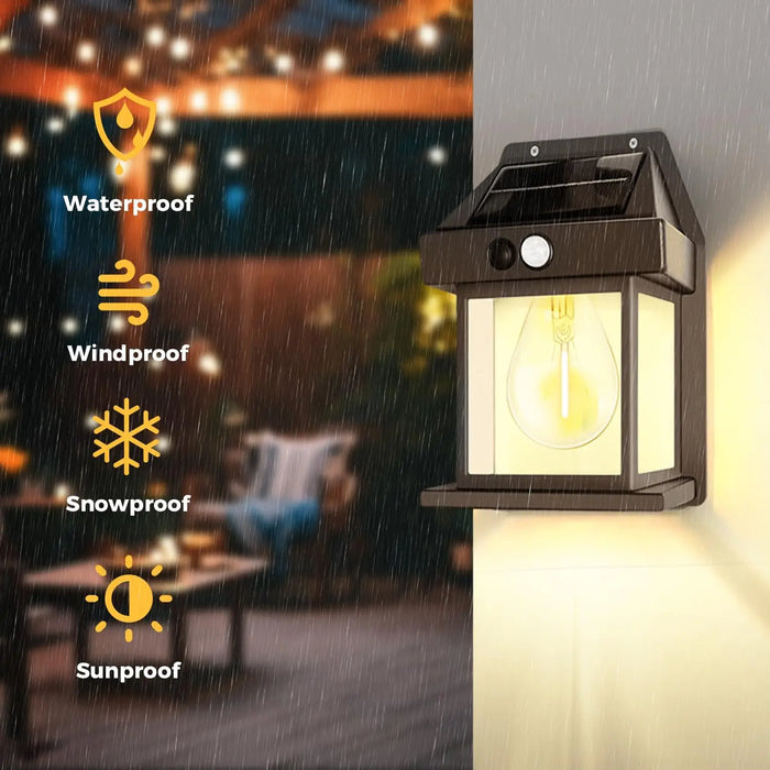 Solar Wall Lights Outdoor Tungsten Waterproof Wireless Motion Sensor Security Lamps Dusk to Dawn Lighting for Garden 1PCS NEW