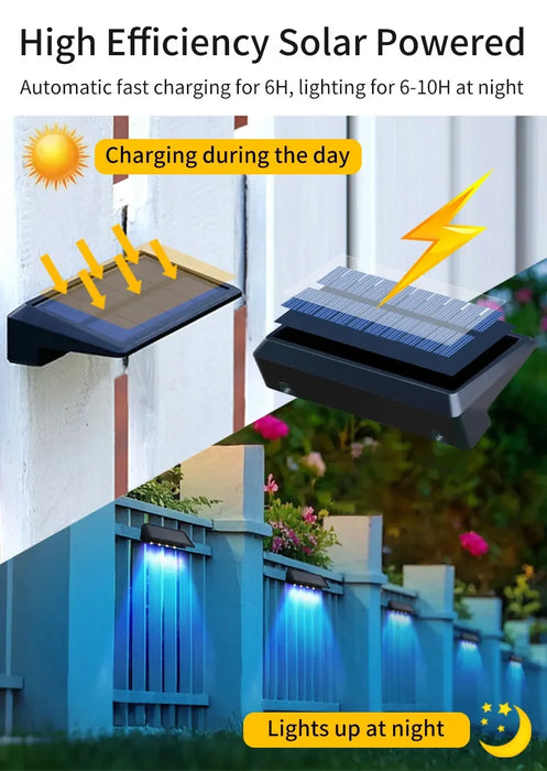 LED Solar Lights Outdoor Wall Lights 2pcs Wall lamp  Waterproof Solar Deck Light Garden Decor Solar Lamp Fence Post Yard Pathway