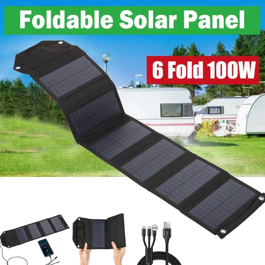 100W 80W 60W Foldable Solar Panel 5V USB Portable Folding Bag Battery Charger for Phone Outdoor Camping Waterproof Power Bank