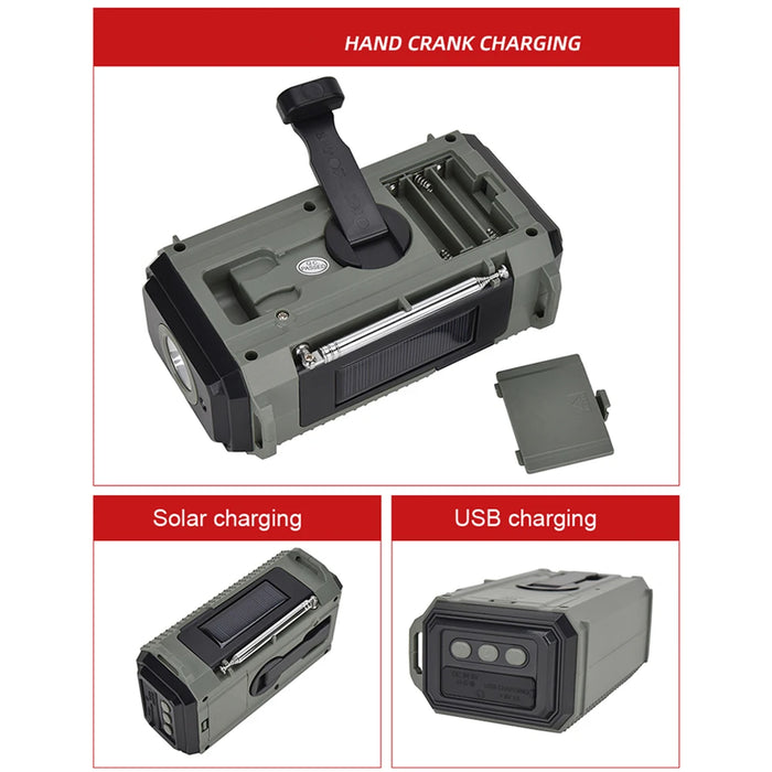 10000MAh Portable Emergency Solar Power Radio Hand Crank AM FM SW NOAA Weather Radio Led Reading Flashlight Phone Power Bank