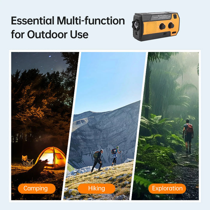 Multi-function Emergency Radio Hand Crank Emergency Radio Solar Crank Portable Outdoor Radio US Plug with SOS Alarm