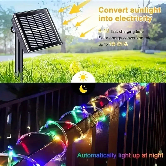 LED Solar String Light Outdoor Garden Lawn Lamp 7M/12M Waterproof Tube Rope Lights Strings Christmas Tree Yard Fence Decor lamp