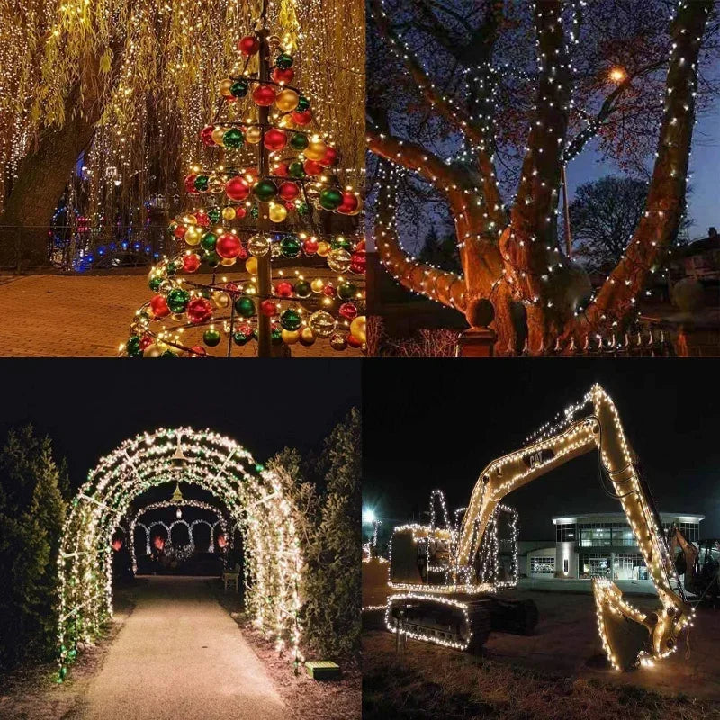 Led Solar String Lights Outdoor Solar Christmas Lights 8 Modes Twinkle Fairy Lights for Xmas Tree Garden Wedding Decoration