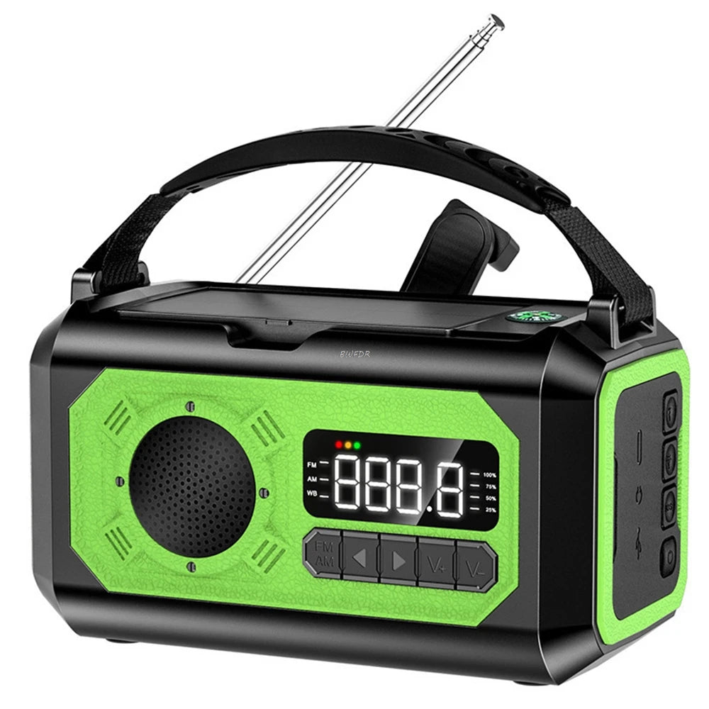 AM/FM/NOAA Solar Hand Crank Radio 12000mAh Emergency Radio Reading Lamp Flashlight SOS Alarm Power Bank Speaker רדיו ופנס חירום