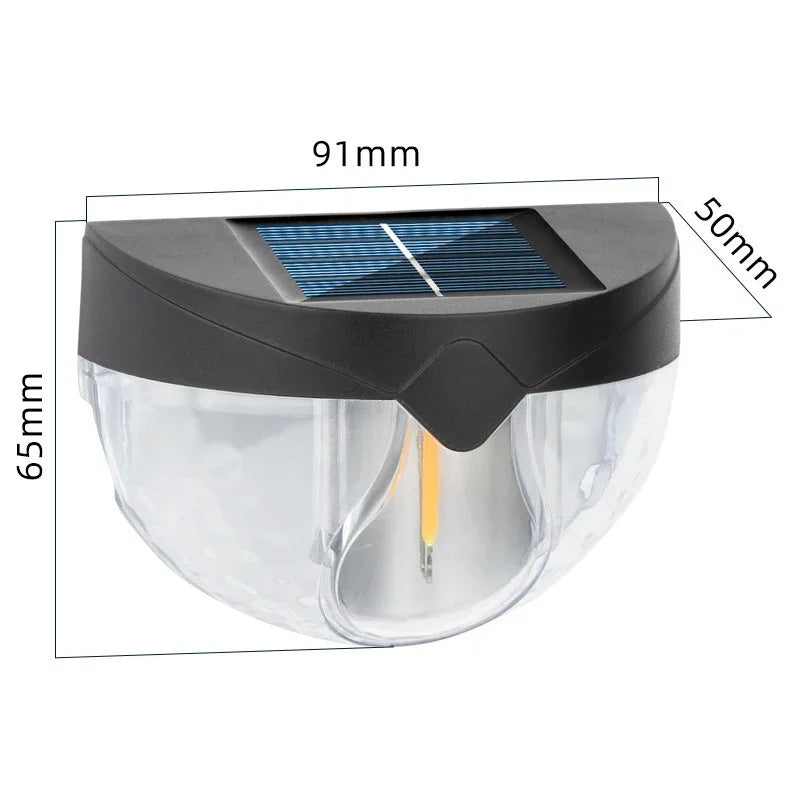 1Pcs Solar Fence Light LED Semicircular Wall Light Waterproof Outdoor Lighting Garden Decoration Path Porch Yard Garden Fence