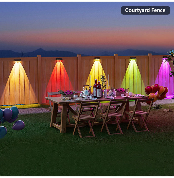 Solar Fence Lights Colorful Outdoor IP65 Waterproof Auto Dusk to Dawn Solar Deck Lights for Step Wall Pathway Stairs Patio