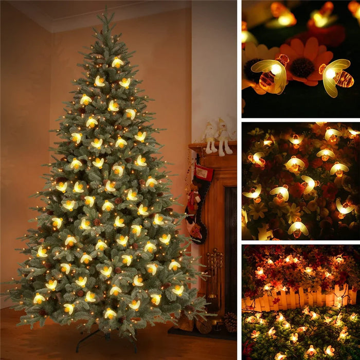 Solar String Light 20 LED Cute Bee Outdoor Light Wedding Home Garden Patio Party Christmas Tree Honeybee Starry Fairy Decor Lamp