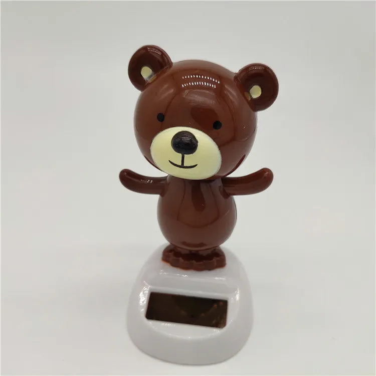 Solar Bear Dancing Toys Shaking Head Toy For Car For Automotive Interior Dolls For Windowsill Desk Holiday Fun Kid Toy Gift