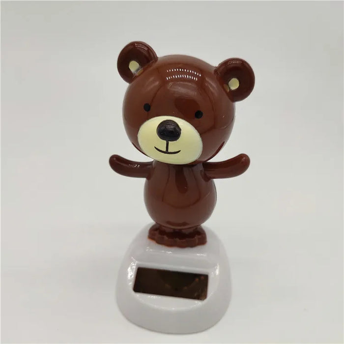 Solar Bear Dancing Toys Shaking Head Toy For Car For Automotive Interior Dolls For Windowsill Desk Holiday Fun Kid Toy Gift