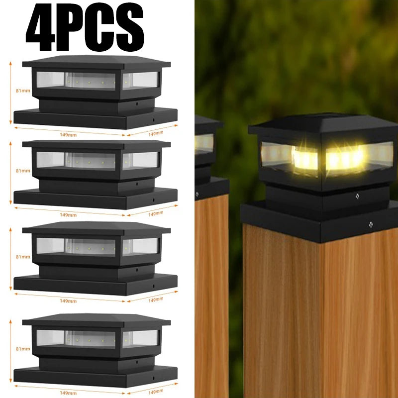 Solar Light Outdoor Waterproof Solar Post Light Villa Column Lamp Fence Gate Pillar Head LED Lamp For House Gate Patio Garden