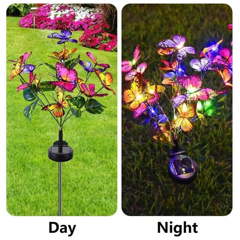 Solar Outdoor Christmas Lights Butterfly with Stake Garden Wedding Pathway Fairy Lights Auto on/Off Lawn Patio Party Decorations