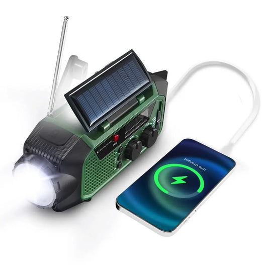 USB Charger Solar Power Emergency Radio with Flashlight SOS Alarm AM/FM/WB Radio Power Bank Multifunctional Bluetooth Speaker