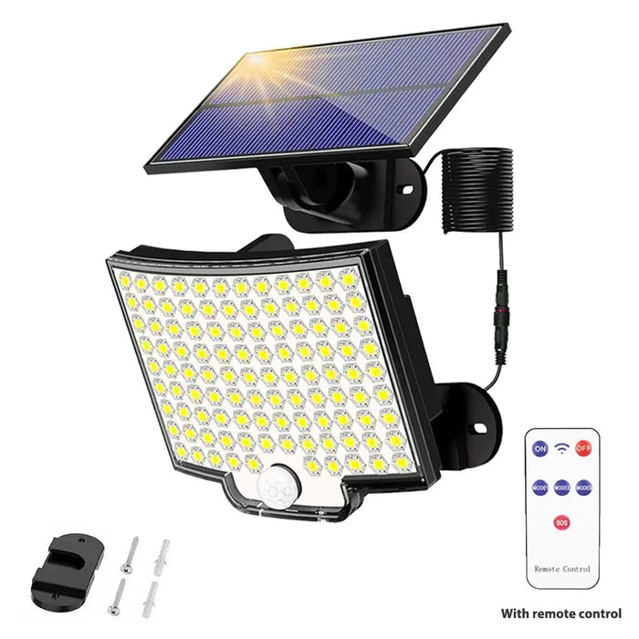 3 Modes Split Solar Lights Outdoor Waterproof with Motion Sensor Floodlight Remote Control for Patio Garage Backyard Wall Lamps