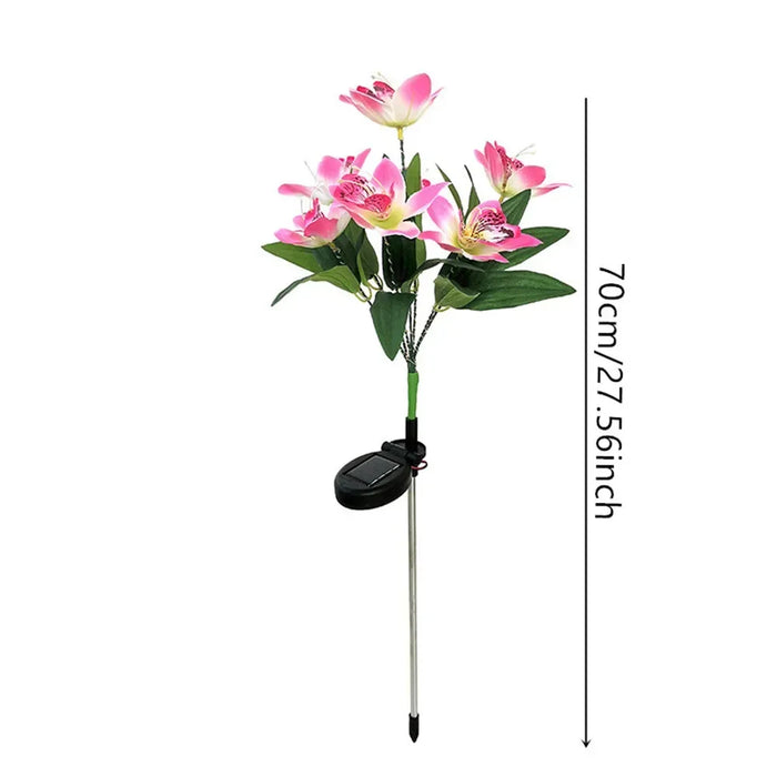 Solar Simulation Orchid Flower Lights Outdoor Lamp for Patio Lawn Garden Holiday Wedding Party Decoration Flower