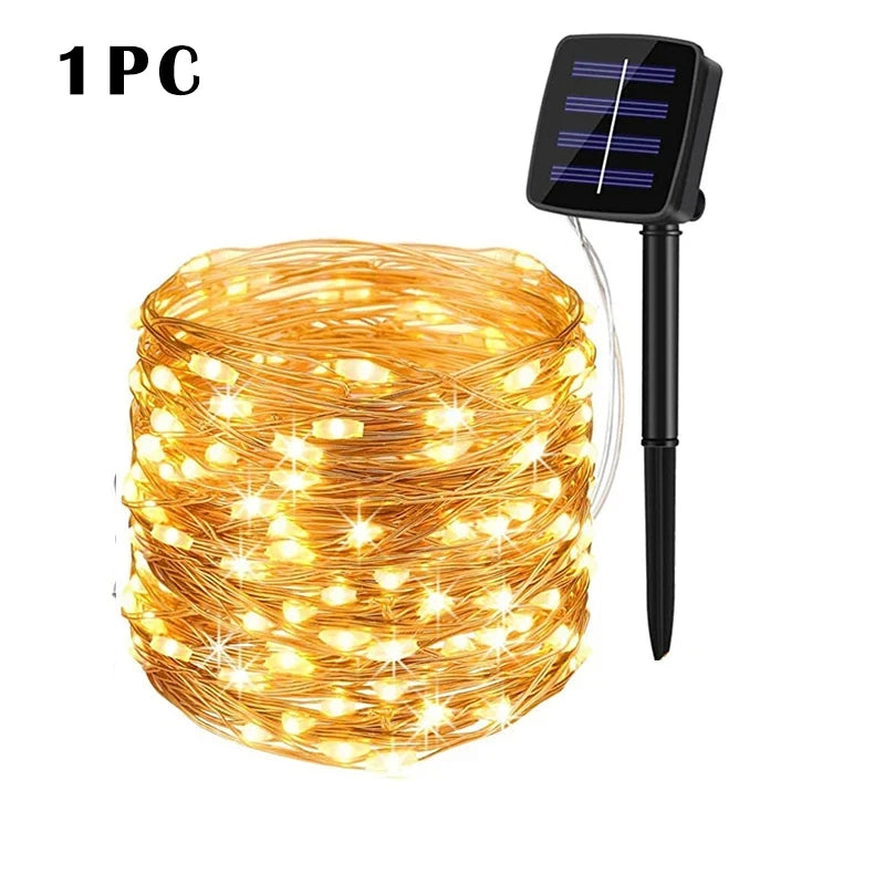 Solar String Fairy Light Ultra Long Outdoor Festoon LED Copper Waterproof Christmas Garland Decoration Garden Solar Lamp Decor