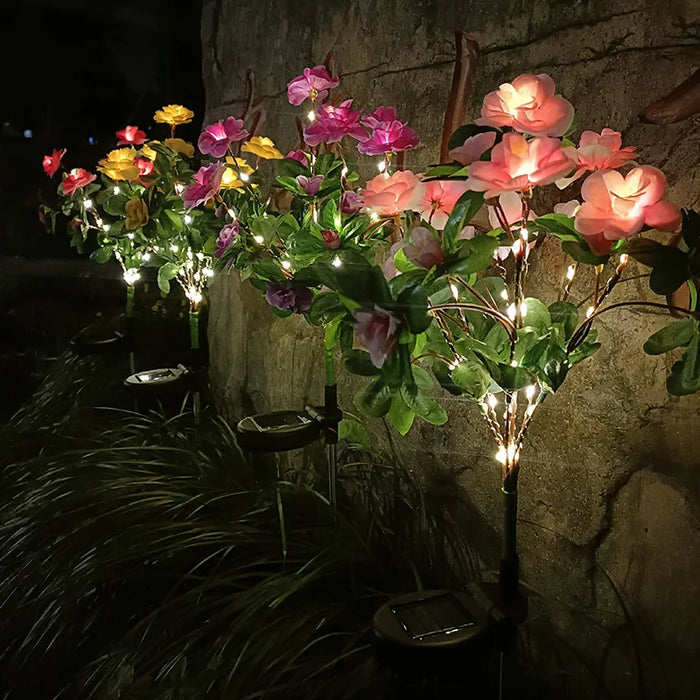 Solar Garden Lights Wild Flower Chrysanthemum Stake Lawn Lamp Waterproof Garden Butterfly  Lamps Yard Art for Home Decoration