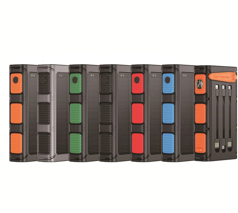 30000mAh Hand Crank Solar Power Bank PD 20W External Battery Fast Charging Powerbank for iPhone 14 Xiaomi Portable Solar Charger