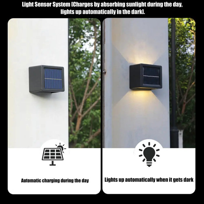 Solar Wall Lights Outdoor Motion Sensor Fence Lights For Outside Waterproof High Bright Modern Up & Down Dusk To Dawn Deck Light