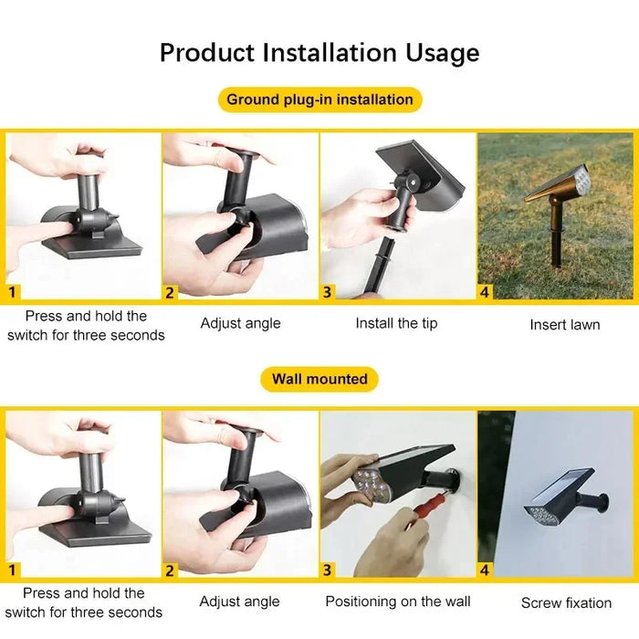 Ultra bright LED Solar Light Spotlights Outdoor Landscape Wall Light Waterproof 150° Adjustable Lawn Garden Yard Decor Lighting