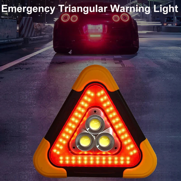3 in 1 Solar Car Emergency Triangular Warning Light Safety Emergency Breakdown Alarm Lamp Portable Solar Light Camping Working