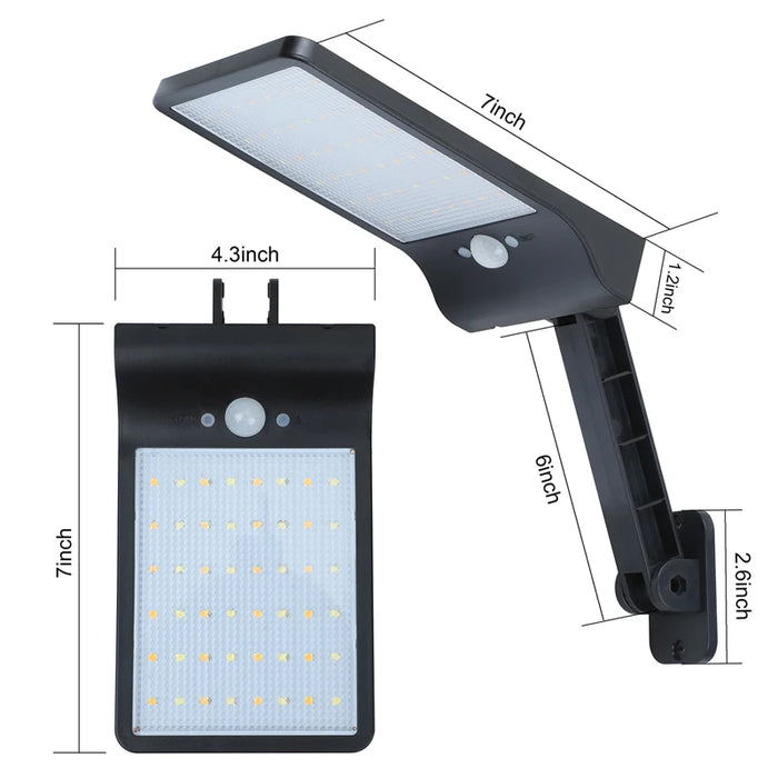 QLTEG 48 LED 800 LM Outdoor Solar Power Street Wall Lamp PIR Motion Sensor Garden Security Waterproof remote control solar light