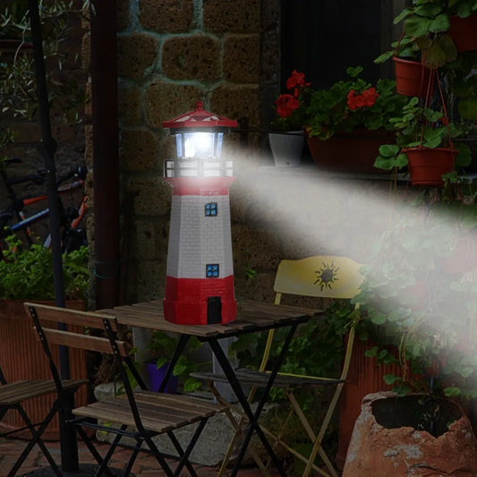 Solar Lighthouse with Rotating Lamp Garden Lights Outdoor Decorative LEDs Light for Path Yard Lawn Patio Drop shipping