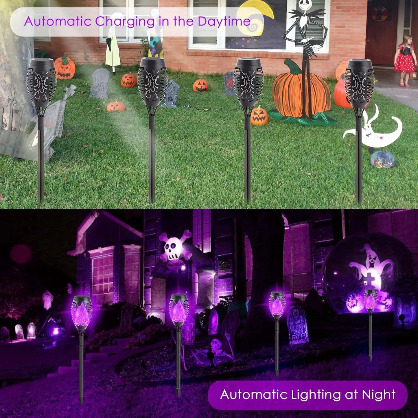 Solar Torch Flame Lights for Halloween and Ghost Festival Solar Light Outdoors