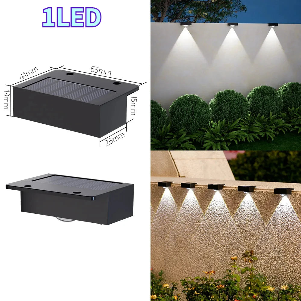 Solar Step Lights Solar Fence Lights Outdoor Waterproof LED Wall Lamps Deck Lights for Stair Fence Step Walkway Patio Garden
